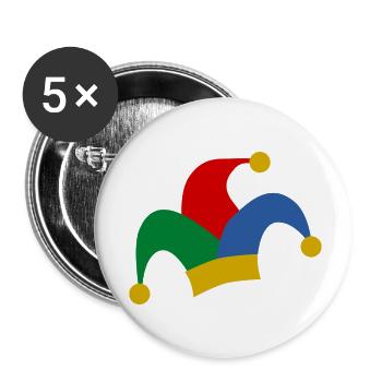 clown harlekin hofnarr kasper komiker narr witzbol - Buttons klein 25 mm (5er Pack) - Weiß - Vorne