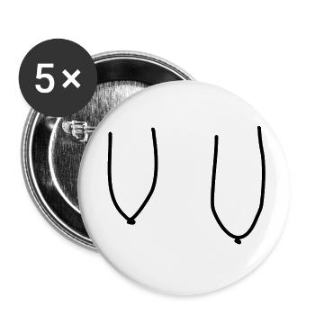 Sexy Hängend Brüste Titten Möpse Melonen Geschenk - Buttons klein 25 mm (5er Pack) - Weiß - Vorne