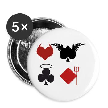 Spielkarten Engel Teufel Poker Geschenk - Buttons klein 25 mm (5er Pack) - Weiß - Vorne