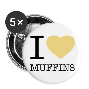 I LOVE MUFFINS - Buttons klein 25 mm (5er Pack) - Weiß - Vorne