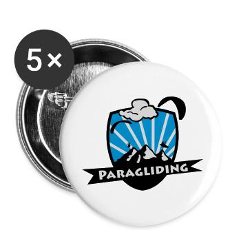 Paragliding / Paraglider Logo - Buttons small 1''/25 mm (5-pack) - white - Front