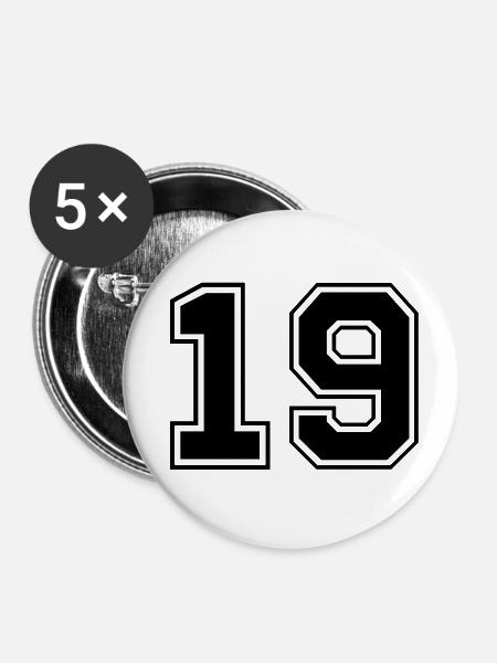 neunzehn - Buttons klein 25 mm (5er Pack) - Weiß