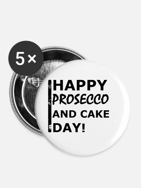 Happy Prosecco - Buttons klein 25 mm (5er Pack) - Weiß