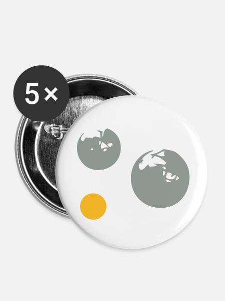 Petanque Ball cochonnet1512 - Buttons klein 25 mm (5er Pack) - Weiß