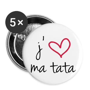 j'aime ma tata - Lot de 5 petits badges (25 mm) - blanc - Devant