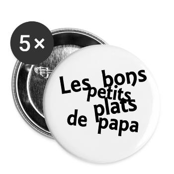 les bons petits plats de papa - Buttons klein 25 mm (5er Pack) - Weiß - Vorne