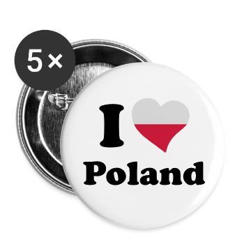 I love Poland - Buttons small 1''/25 mm (5-pack) - white - Front