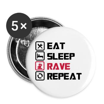 sommeil Rave repeat - Lot de 5 petits badges (25 mm) - blanc - Devant