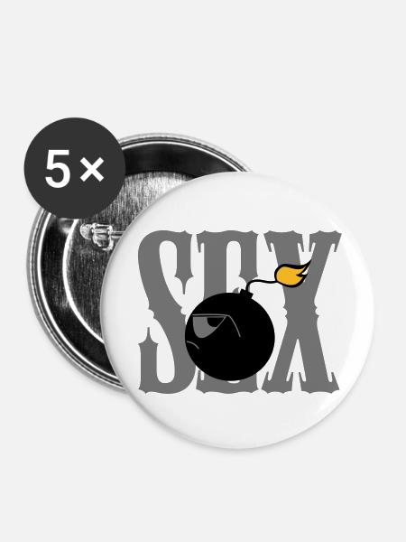 Sexbombe - Buttons klein 25 mm (5er Pack) - Weiß