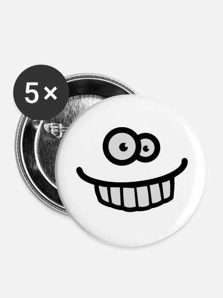 funny_face - Buttons klein 25 mm (5er Pack) - Weiß