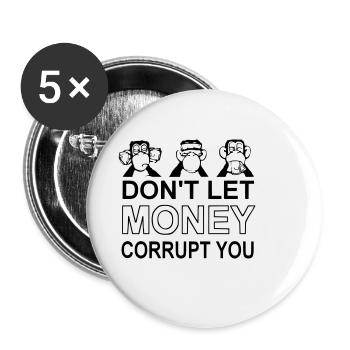 Affe/Monkey - Buttons klein 25 mm (5er Pack) - Weiß - Vorne