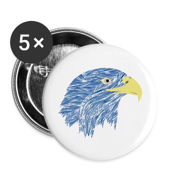 Krafttier Falke blaue Falke Vogel Adler Geschenk - Buttons klein 25 mm (5er Pack) - Weiß - Vorne