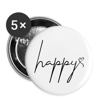Happy - Buttons klein 25 mm (5er Pack) - Weiß - Vorne
