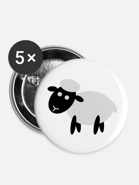 Comic Schaf - Buttons klein 25 mm (5er Pack) - Weiß