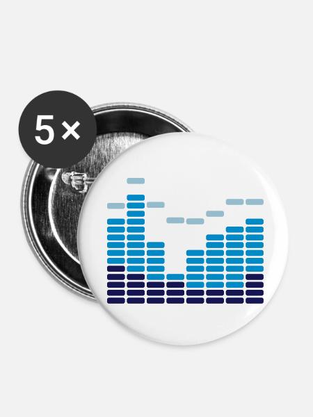Equalizer blue - Buttons klein 25 mm (5er Pack) - Weiß