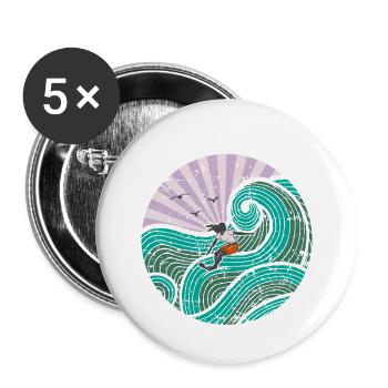 Surfer fille violet - Lot de 5 petits badges (25 mm) - blanc - Devant