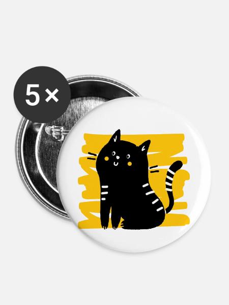 Kitty - Buttons klein 25 mm (5er Pack) - Weiß