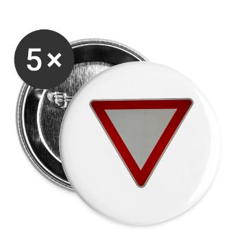 Vorfahrt achten - Buttons klein 25 mm (5er Pack) - Weiß - Vorne