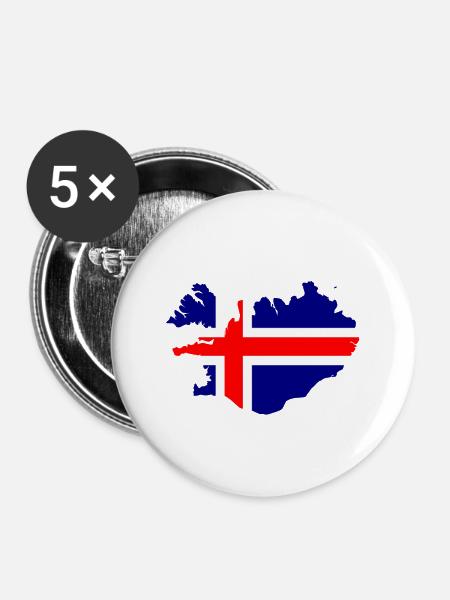 Iceland - Buttons klein 25 mm (5er Pack) - Weiß
