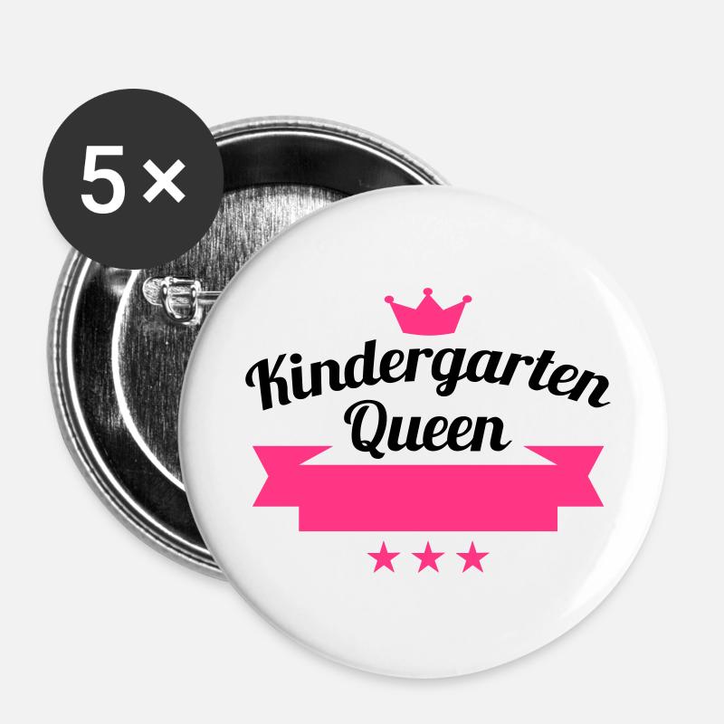 Kindergarten Queen Mädchen - Buttons klein 25 mm (5er Pack) - Weiß