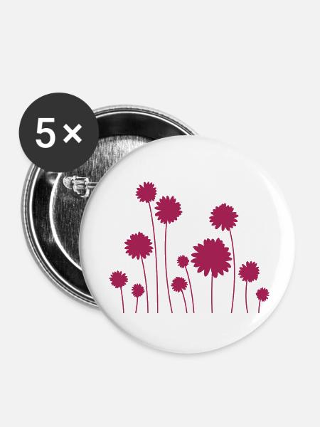 148_blumen_1 - Buttons klein 25 mm (5er Pack) - Weiß