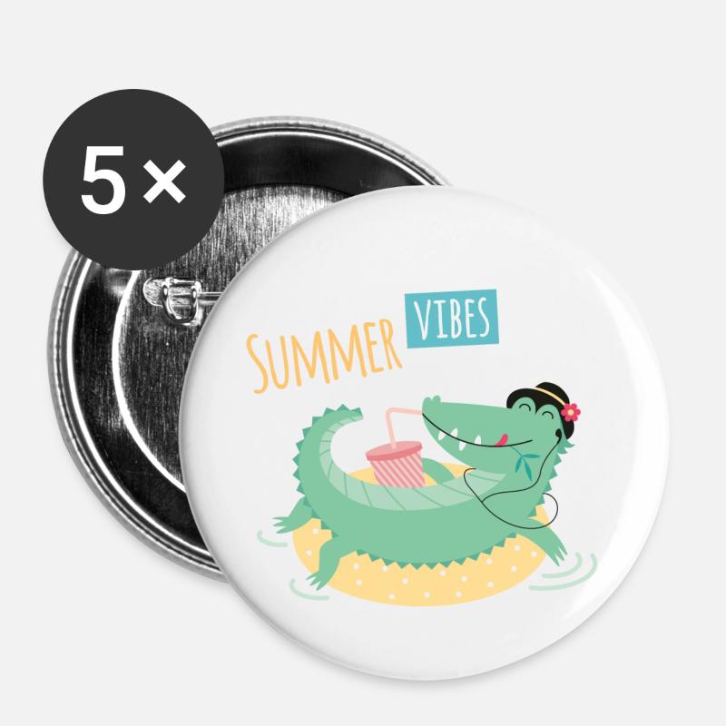 SUMMER VIBES - Buttons klein 25 mm (5er Pack) - Weiß