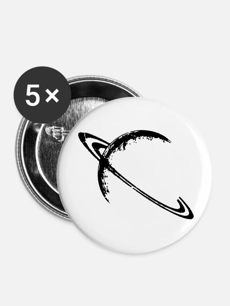 Saturn und seine Ringe - Buttons klein 25 mm (5er Pack) - Weiß