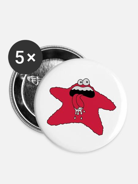 monster - Buttons klein 25 mm (5er Pack) - Weiß