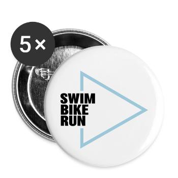 Triathlon course à pied - Lot de 5 petits badges (25 mm) - blanc - Devant