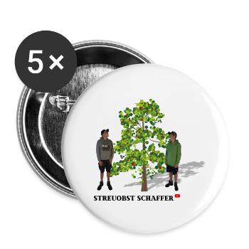 Streuobst Schaffer und ihr Apfel-Baum - Buttons klein 25 mm (5er Pack) - Weiß - Vorne