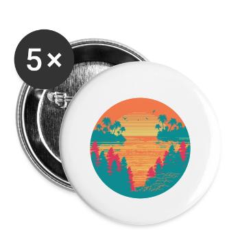 Coucher de soleil tropical - Lot de 5 petits badges (25 mm) - blanc - Devant