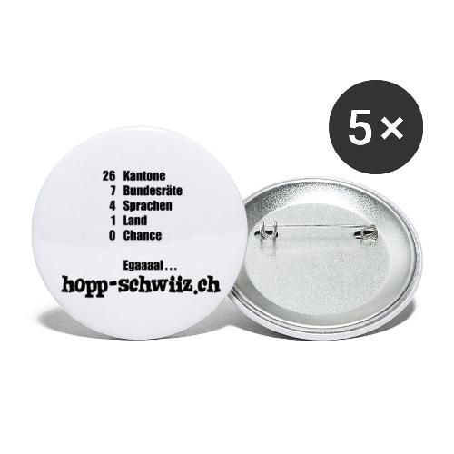 Egal hopp-schwiiz.ch - Buttons klein 25 mm (5er Pack)