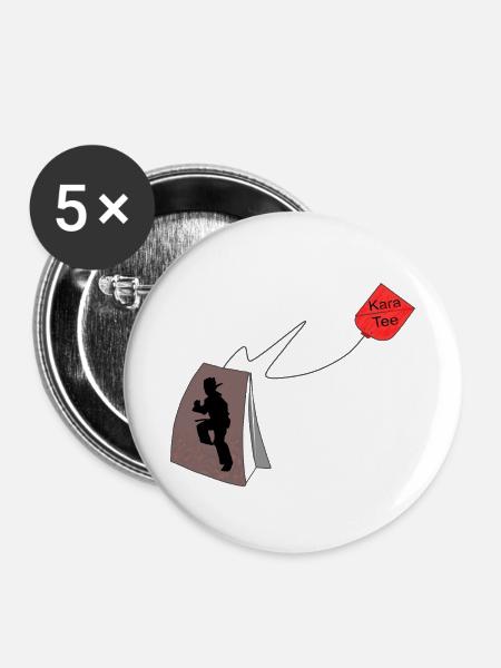 KaraTee. Karate - Buttons klein 25 mm (5er Pack) - Weiß