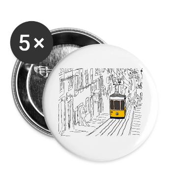Lisbon tram - Buttons small 1''/25 mm (5-pack) - white - Front