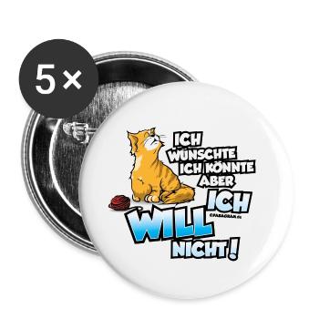Ich wünschte ich könnte aber ich will nicht Katze - Buttons klein 25 mm (5er Pack) - Weiß - Vorne