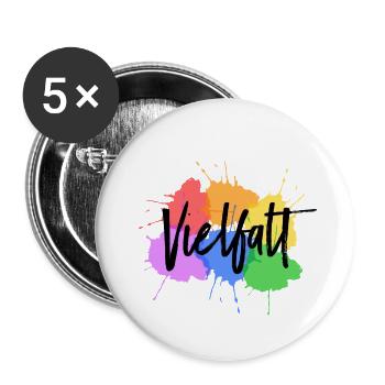 Vielfalt LGBT Gay Pride Farbkleckse - Buttons klein 25 mm (5er Pack) - Weiß - Vorne