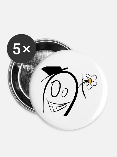 Verrücktes Männchen - Buttons klein 25 mm (5er Pack) - Weiß