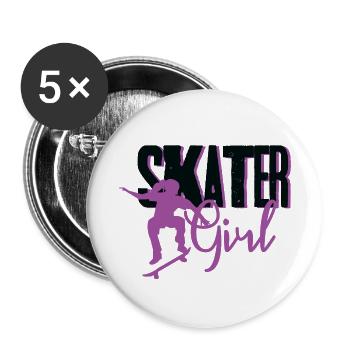 Skater Girl skaten skateboarding Skateboard skate - Buttons klein 25 mm (5er Pack) - Weiß - Vorne