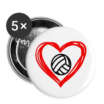 Volleyball Volleyballspieler Volleyballspielerin - Buttons klein 25 mm (5er Pack) - Weiß - Vorne