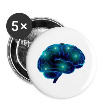 Voies du cerveau cerveau neurones bleu smart - Lot de 5 petits badges (25 mm) - blanc - Devant
