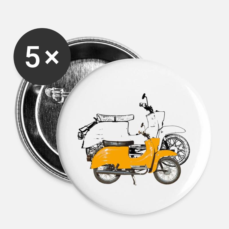 double swallow Sahara brown - Buttons small 1''/25 mm (5-pack) - white