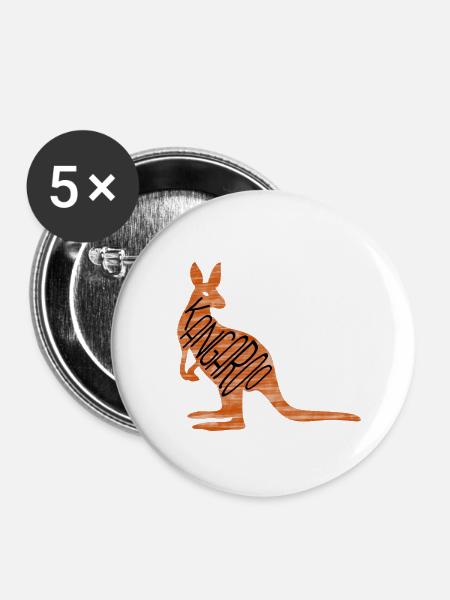 Kangaroo - Australia - Geschenkidee - Tshirt - Buttons klein 25 mm (5er Pack) - Weiß