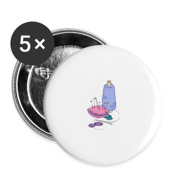 couture - Lot de 5 petits badges (25 mm) - blanc - Devant