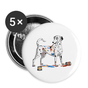 Dalmatian painting - Buttons small 1''/25 mm (5-pack) - white - Front