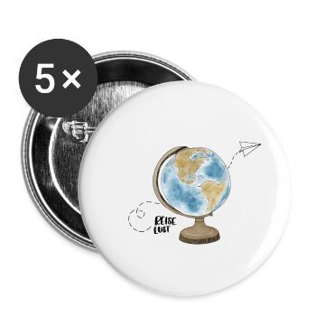 Travel Lust Globe - Buttons small 1''/25 mm (5-pack) - white - Front