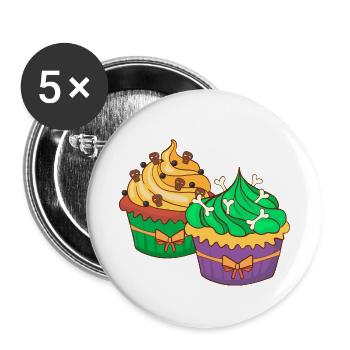 Gâteau au muffin Halloween - Lot de 5 petits badges (25 mm) - blanc - Devant
