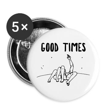 Bons moments - profitez de la convivialité - Lot de 5 petits badges (25 mm) - blanc - Devant