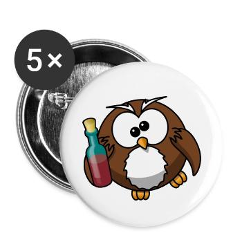 Drunken owl - Buttons small 1''/25 mm (5-pack) - white - Front