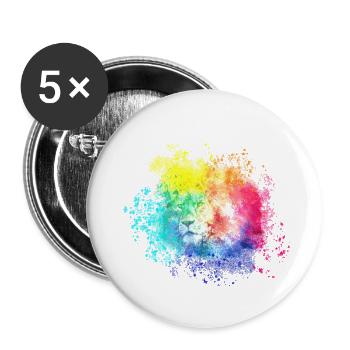 Löwenkopf Wasserfarben - Buttons klein 25 mm (5er Pack) - Weiß - Vorne