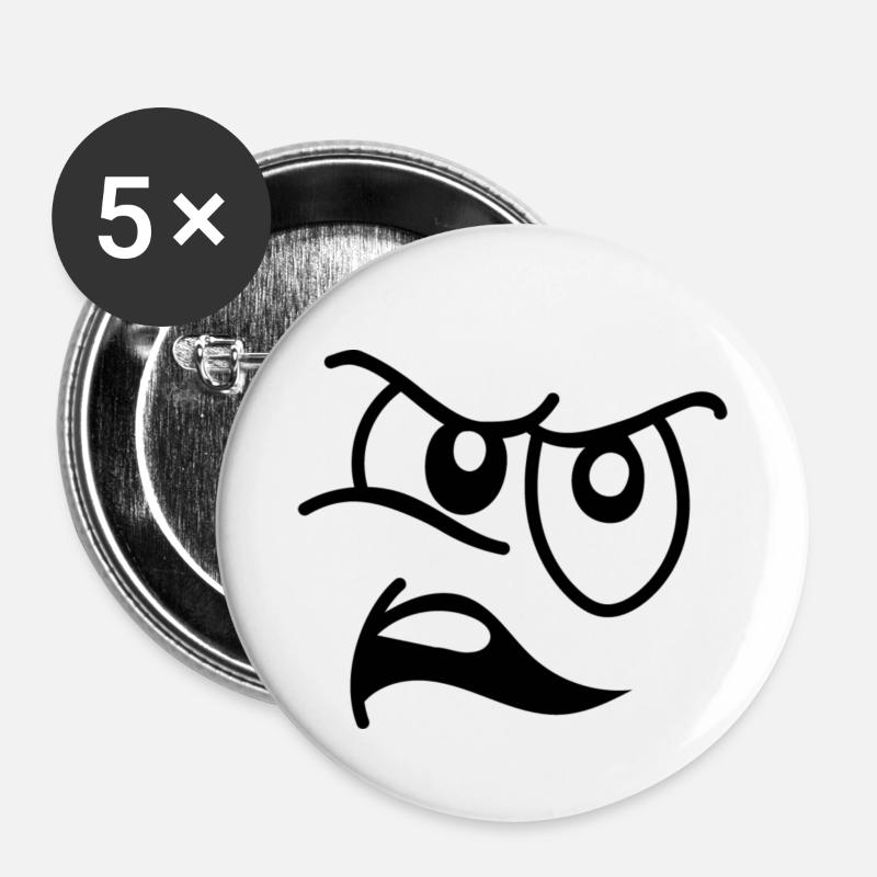 angry face - Buttons small 1''/25 mm (5-pack) - white